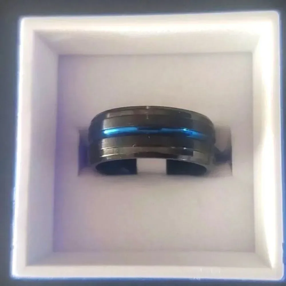 Black & Blue Tungsten Ring